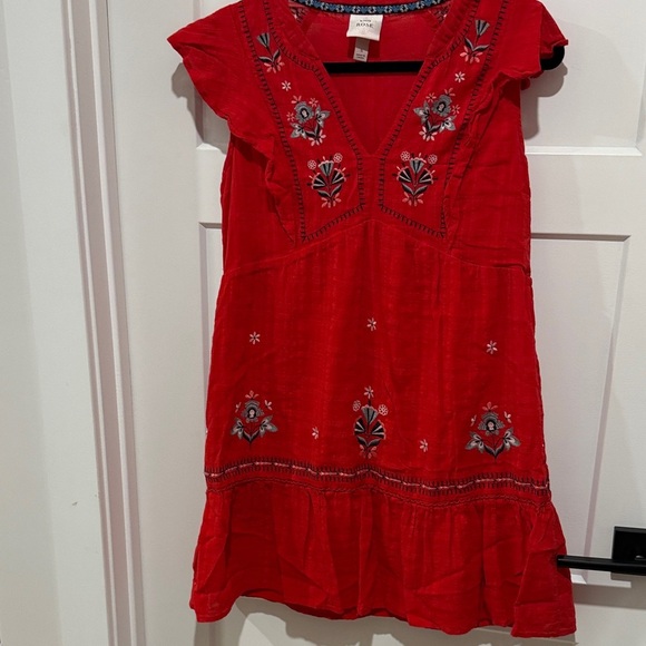 Knox Rose Dresses & Skirts - Red Embroidered Flutter-Sleeve Dress